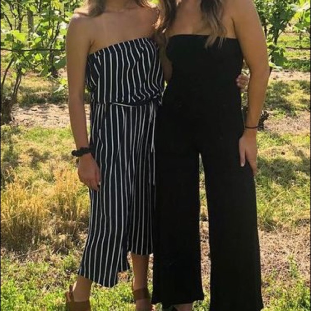 Navy and white stripped jumpsuit